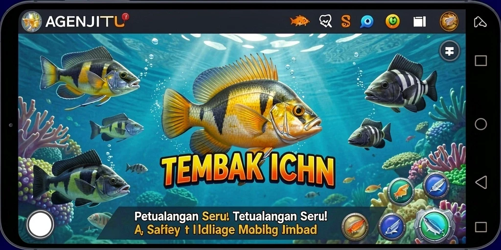 Tampilan seru gameplay AGENJITU saat menembak ikan.