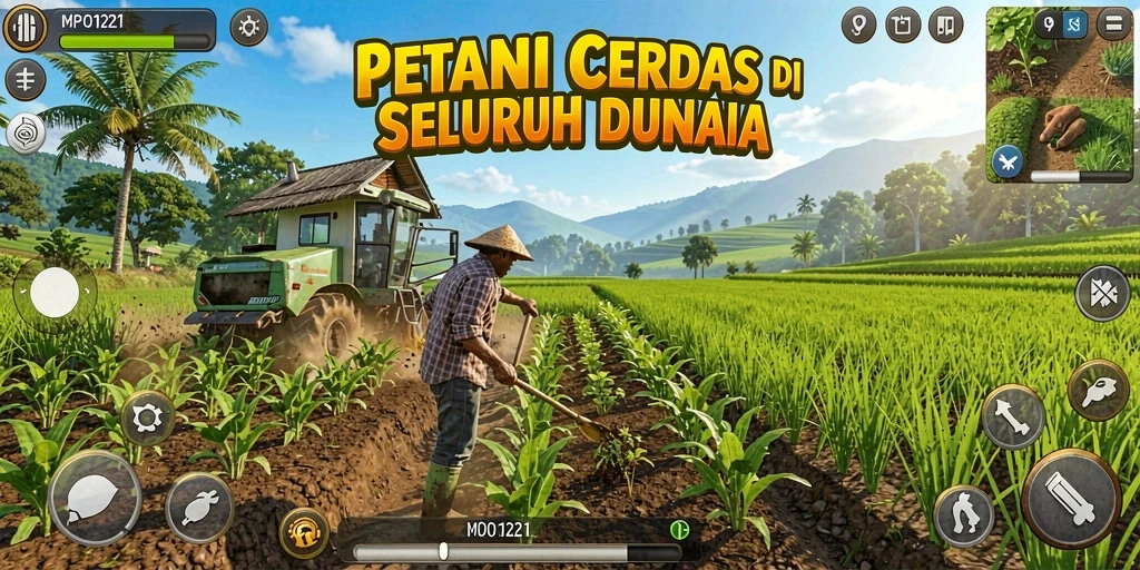 Tampilan gameplay MPO1221 dengan suasana pertanian yang menawan.