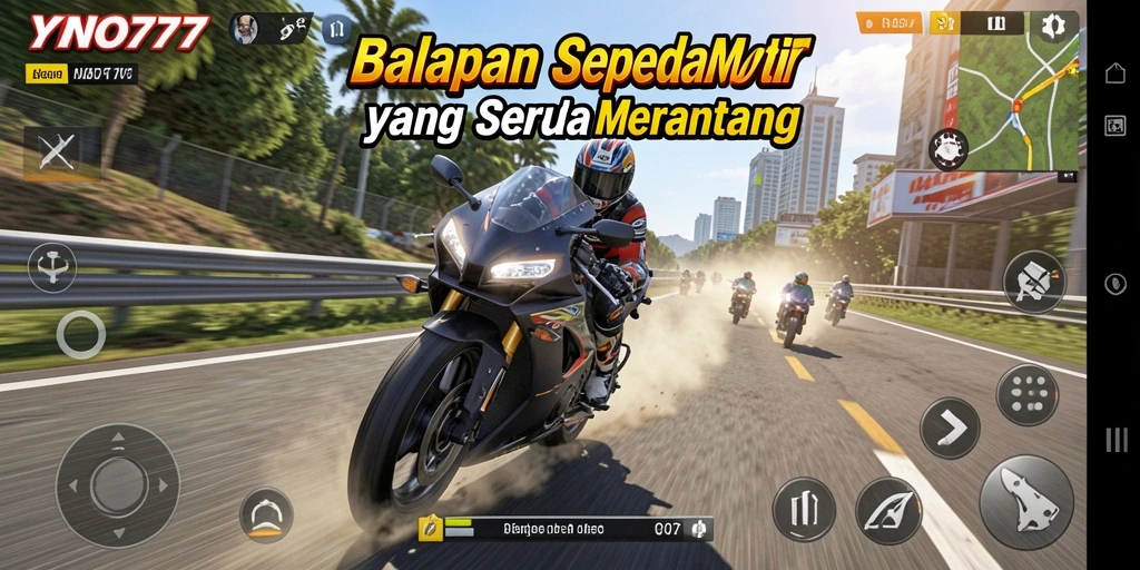 Screenshot YONO777 menampilkan aksi balapan motor yang mendebarkan di lintasan.